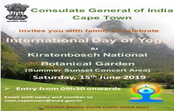 International Day of Yoga-2019 celebrations at Kirstenbosch National Botanical Garden, Cape Town- Saturday, June 15, 2019